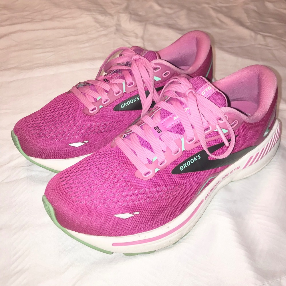 Brooks Adrenaline GTS 23 Pink Mint Green Running Shoes Womens 7.5 B  Walking - Picture 2 of 16